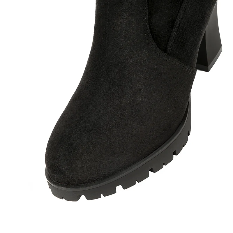 2019 Для женщин модные сапоги выше колена зимние женские высокие замшевые плюшевые