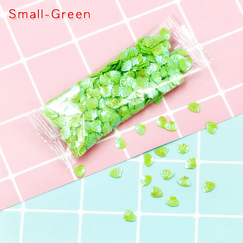 8-Small-Green 10 г красочные оболочки Блестки прозрачные поставки слаймов Декор наполнитель дополнение игрушки DIY Lizun оболочки блеск Подвески клейкие аксессуары - Цвет: 8-Small-Green