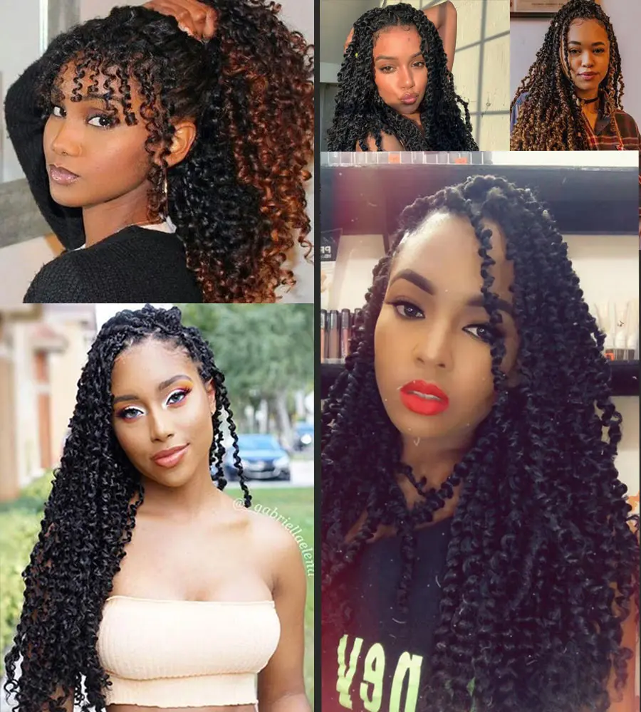 

AliLeader 18" Passion Spring Twists Synthetic Crotchet Hair Extensions Black Brown Kinky Curly Ombre Crochet Braids 30strands