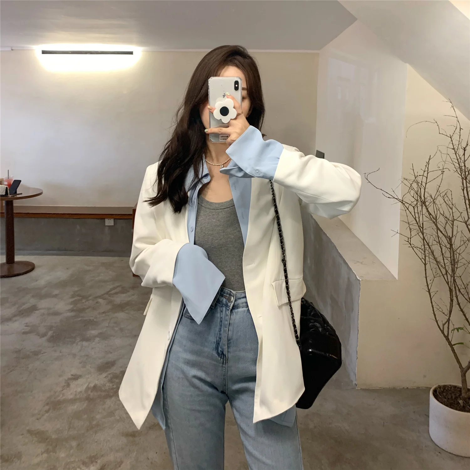 Женский костюм-пиджак из двух предметов на весну и осень новинка 2021 свободный