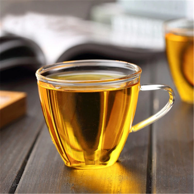 Стеклянные чайные наборы и чашки для кофе молока утолщенная большая чашка со