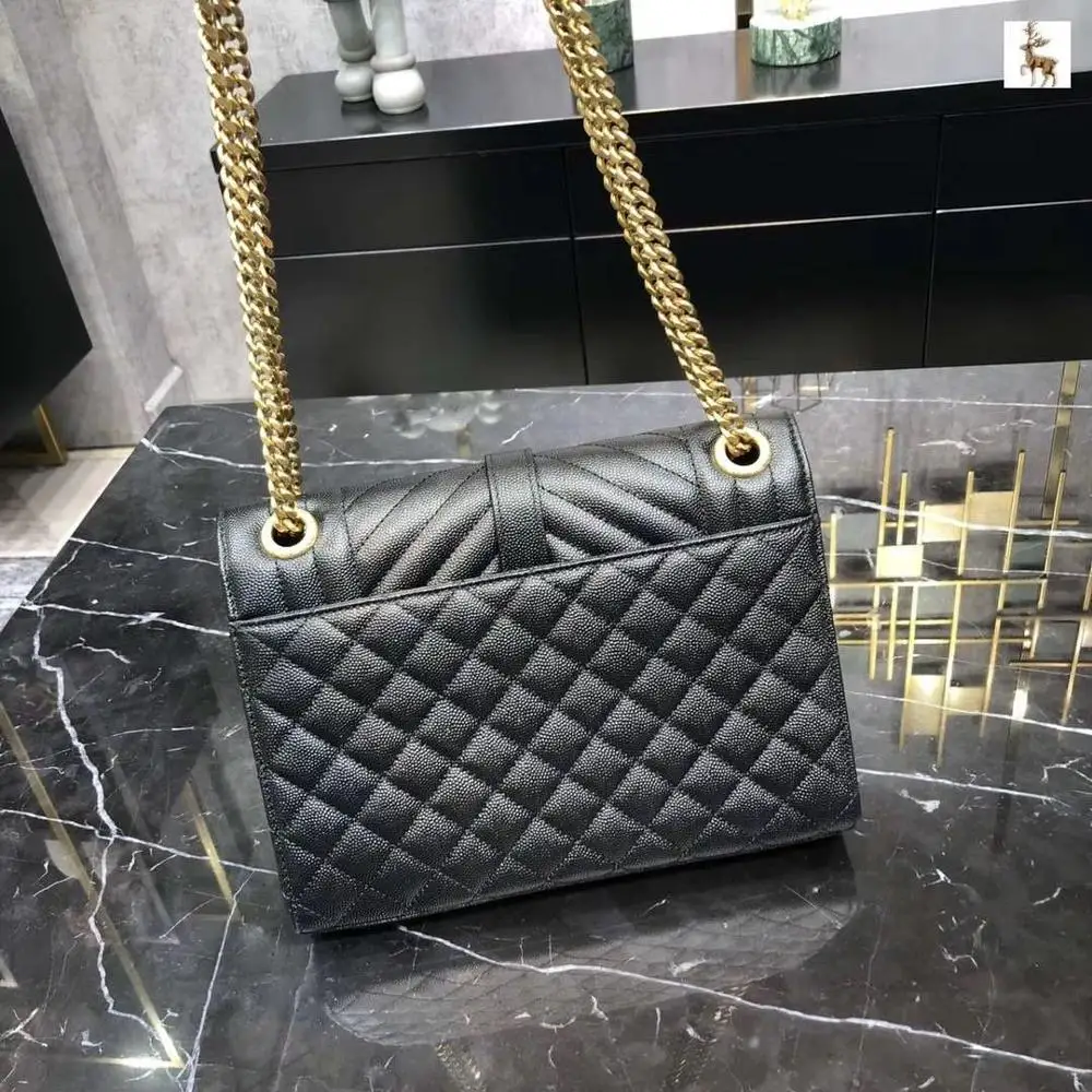 

Luxury leather quilted bag women's leather caviar handbag fashion brand women's shoulder bag with hardware chain