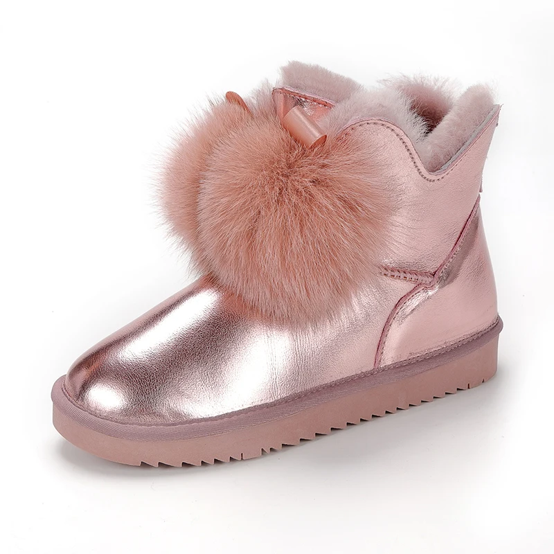 

New Top Quality Fashion Women Snow Boots Genuine Leather Winter Boots Warm Women Boots Real wool ankle boots Size 35-40