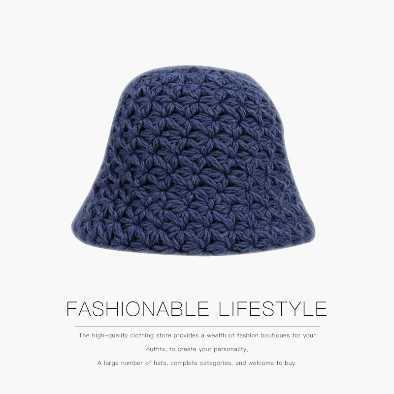 Простая вязаная шапка в рыбацком стиле Женская осенне-зимняя теплая виде