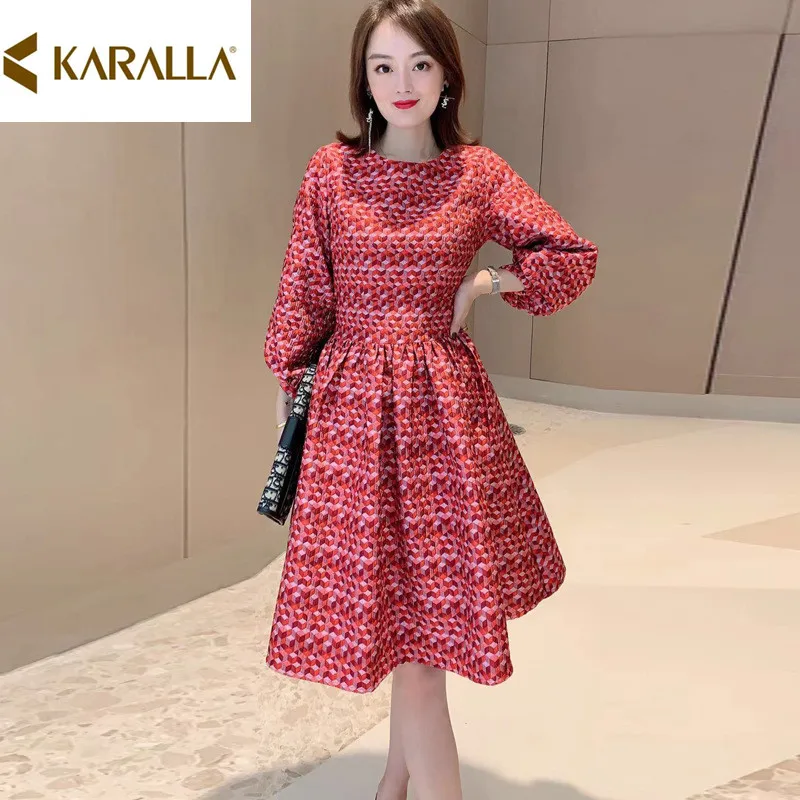 Высокое качество весна 2020 подиумная модная женская новая Жаккардовая юбка с