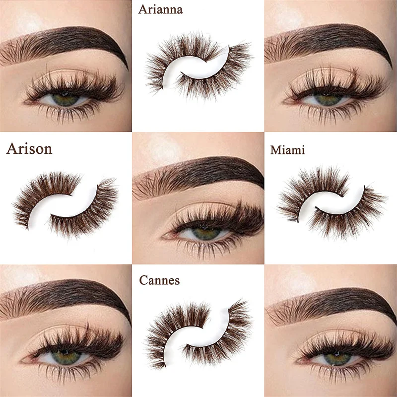 3D Искусственные ресницы коричневые густые Длинные Накладные пушистые для