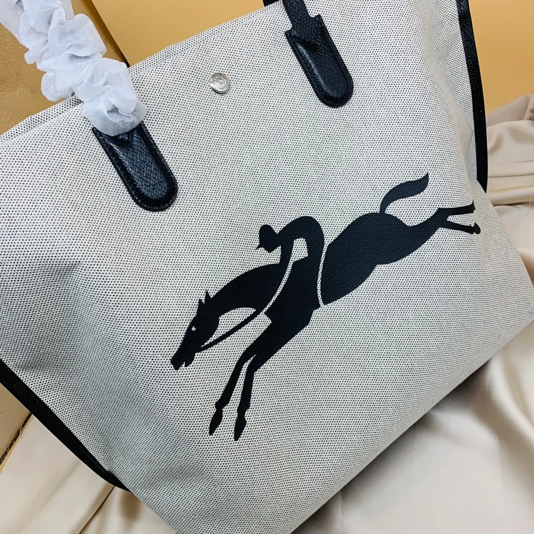 

Longchamp Luxury Designer Brand Women's Bag and Summer Women's Canvas Bag Handbag with Logo Large Capacity Tote Bag New Trend