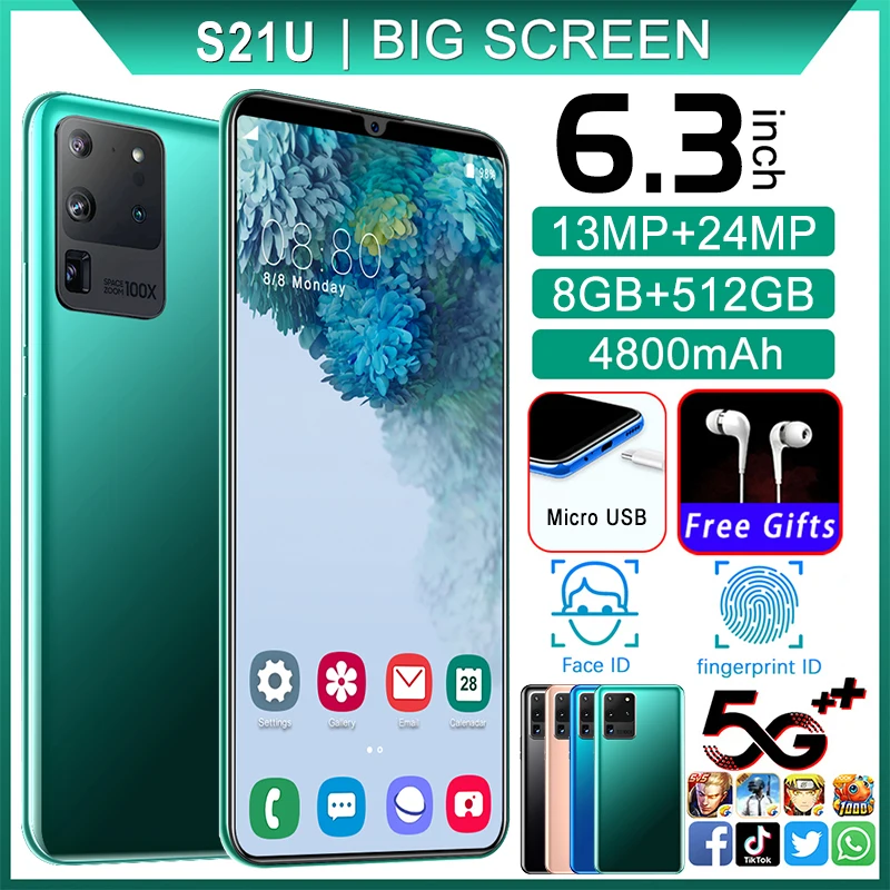 

S21U смартфон с 5,5-дюймовым дисплеем, восьмиядерным процессором, ОЗУ 8 Гб, ПЗУ 6,3 ГБ, 512 мАч, 13 МП + 24 МП
