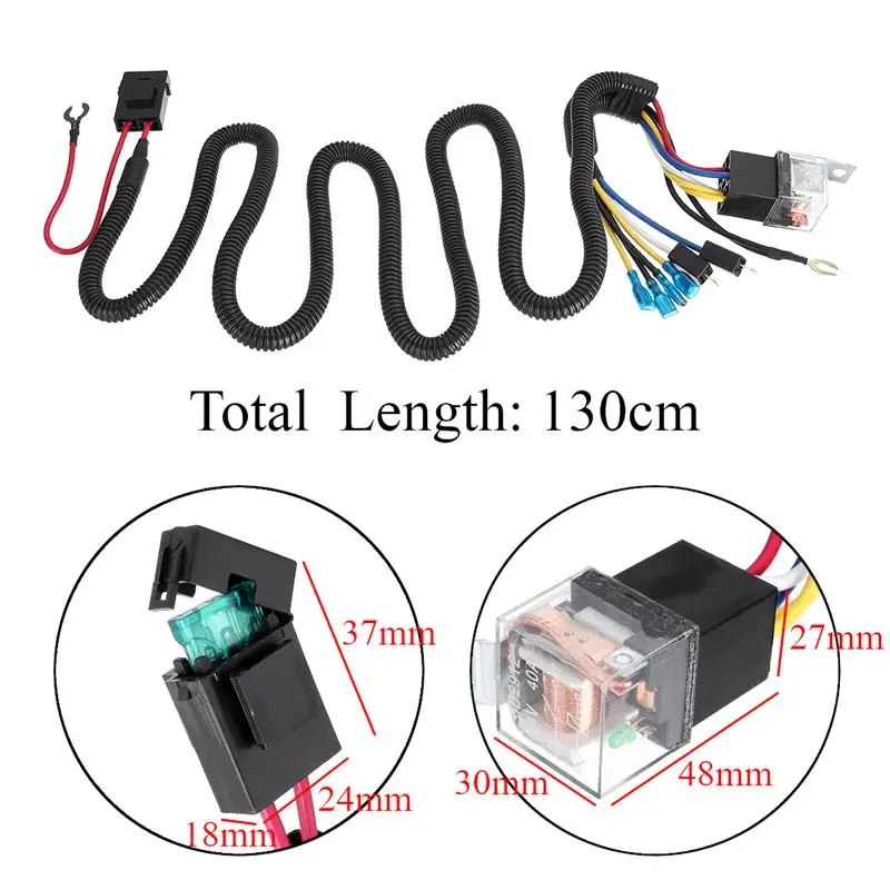 

12/24V 40A Electric Car Horn Wiring Harness Relay Kit For Auto Van Truck Grille Mount Tone Horns Harness Car Truck Relay Fuse