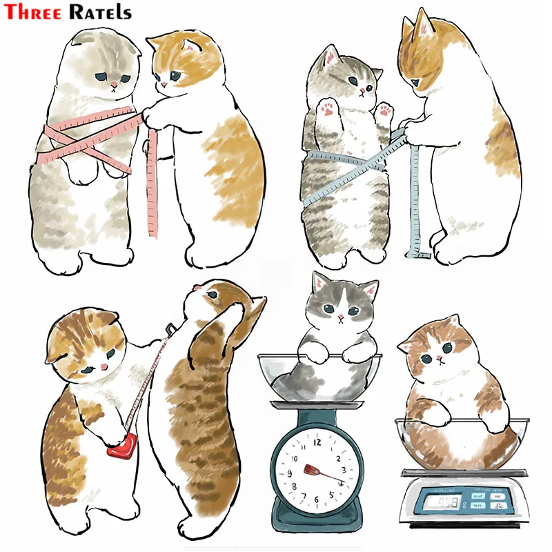 

Наклейки Three Ratels F242 с изображением милых кошек, изготовленные из песка мофу, наклейки для ноутбука, багажа, велосипеда, фотография, подкладка...