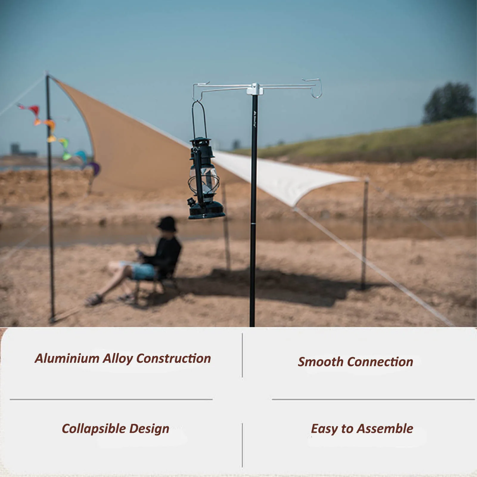 

Lantern Stand Camping Folding Lamp Pole Portable & Lightweight Aluminum Durable Light Lantern Support For Picnic Hiking Fishing