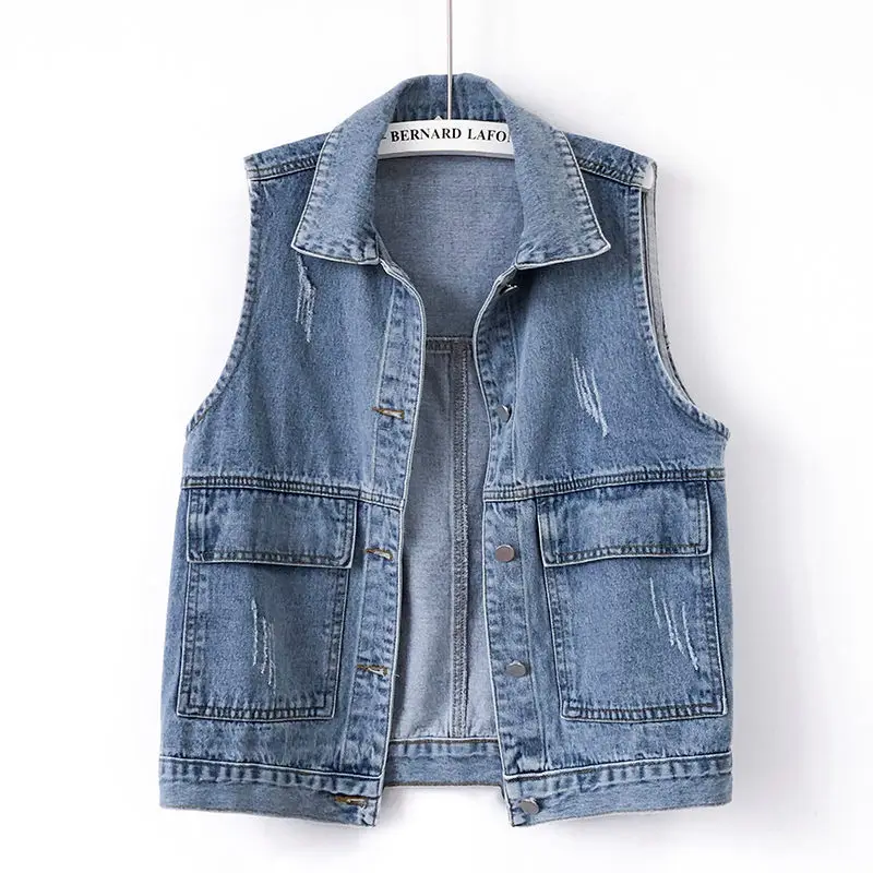 

Denim Vests Women Sleeveless Jean Jacket Coat Female BF Jackets Coats Waistcoat Tank New Young Lady Streetwear Vest Top aq1239