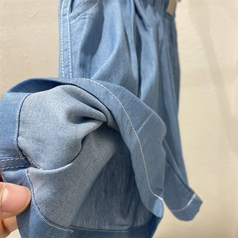 

2021 summer new girls small and medium-sized children's suit thin denim vest + short pants fashion popular boutique