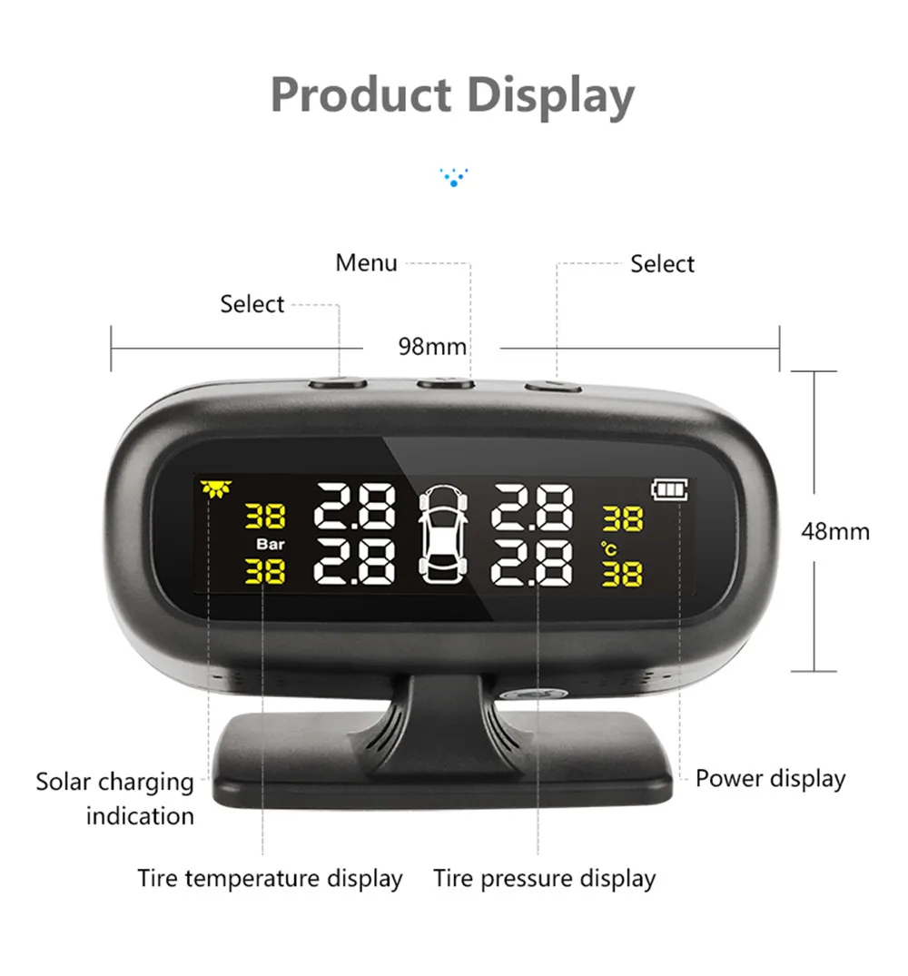 XIAOMI Smart Car TPMS система контроля давления в шинах Солнечная энергия цифровой ЖК-дисплей Автоматическая охранная сигнализация s давление в шинах