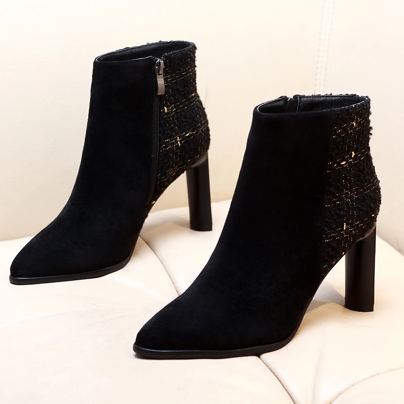 

DropShipping 2019 New Women Boot Autumn Winter Short Boots Woman High Heel Martin Boots Ankle Boots Black Women Shoes CH-B0134