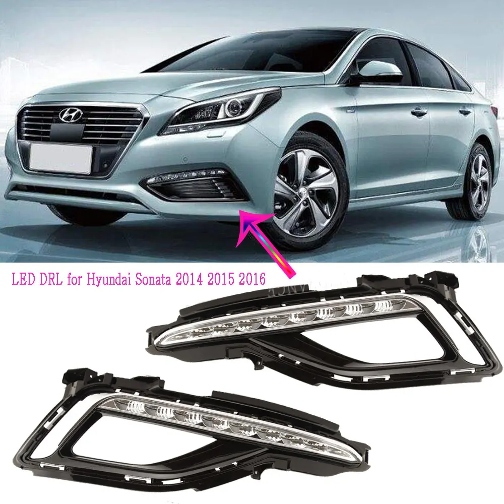 

LED DRL for Hyundai Sonata 9th 2015 2016 2017 LED Daytime Running Lights Front Bumper Fog Lamp Driving Light headlight Fog Light