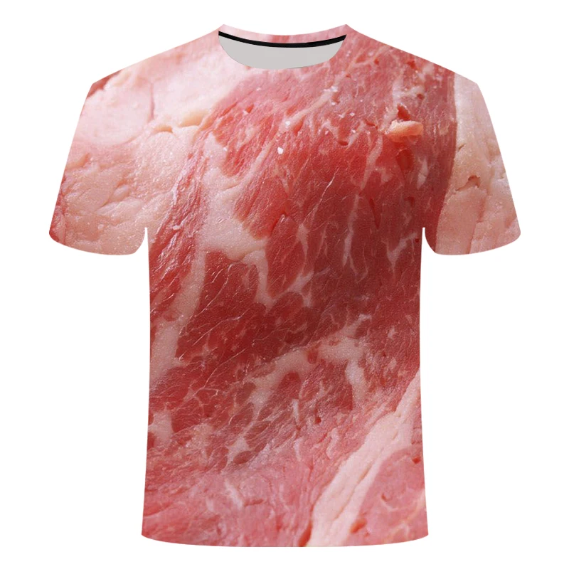 

Summer T Shirt Men Garment Oversized Pig Print Black Pepper Meat 3D Hip Hop Style Cattle Food 2021