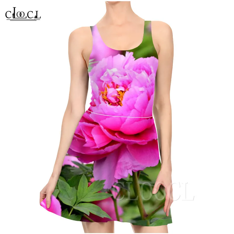 Модное повседневное тонкое платье с цветочным принтом пиона женское летнее