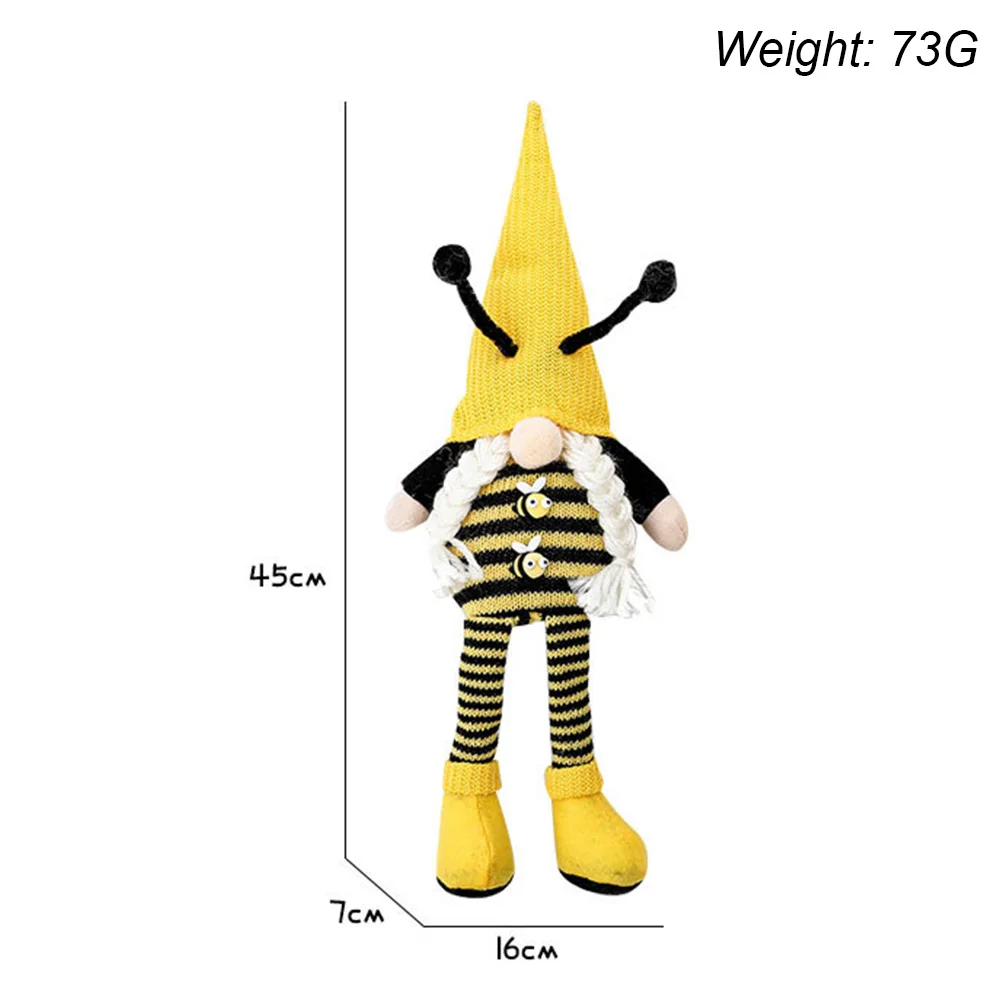 

Bee Festival Long Legs Doll Beard Faceless Toy Dwarf Decor Ornament Home Honey Striped Gnome Bee Festival Desktop Decoration