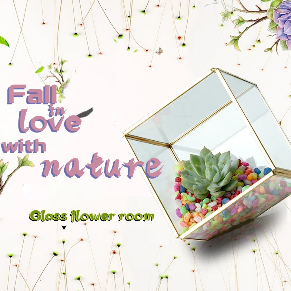 Современный из прозрачного стекла геометрический микро Ландшафтный Террариум
