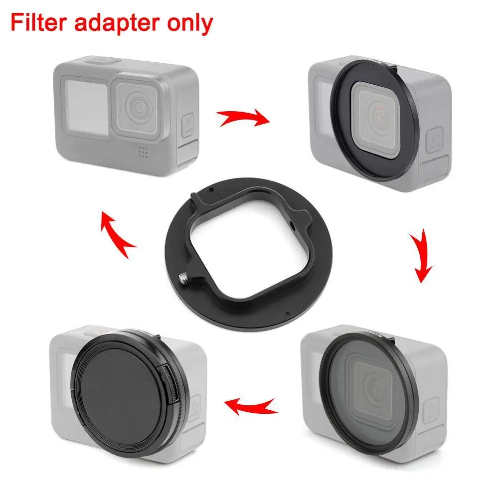 

52mm Filter Adapter Ring Aluminum Alloy Lens Frame for GoPro HERO9 Black