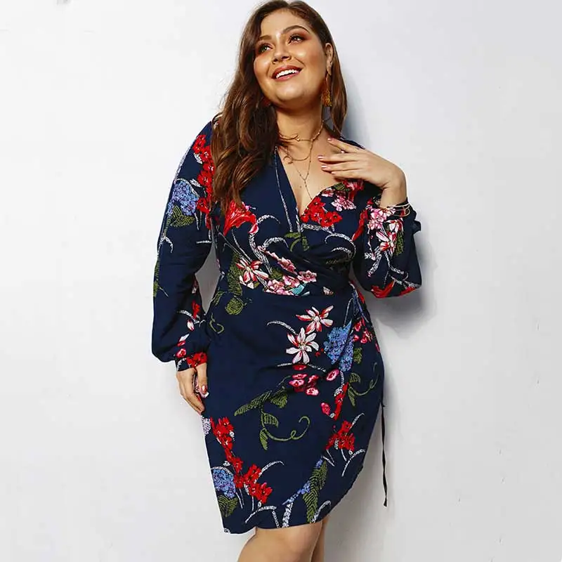 Женское платье с цветочным принтом большие размеры весеннее женские сексуальные