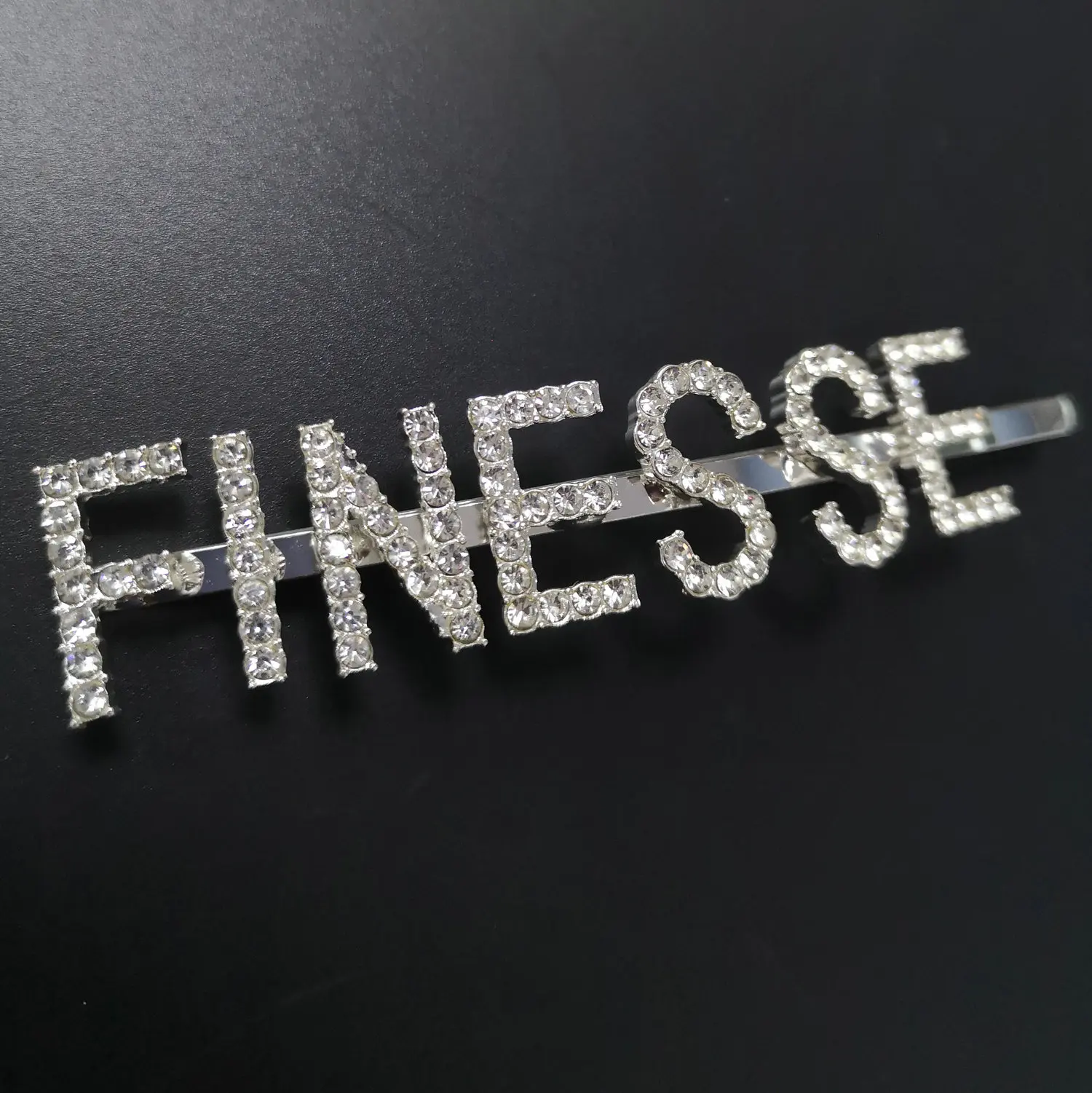FINESSE Свадебные буквы со стразами, заколки для волос, не скользящие, блестящие, металлические, серебристые, с именем, заколки для волос, шикарные свадебные аксессуары для волос - Окраска металла: FINESSE