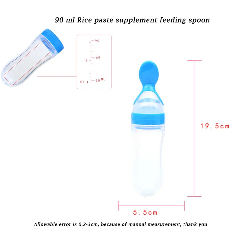 Botella de alimentaci&oacute;n segura para beb&eacute; reci&eacute;n nacido, cuchara de alimentaci&oacute;n de silicona para ni&ntilde;o peque&ntilde;o, botella de leche, alimentador de entrenamiento para beb&eacute;, suplemento alimenticio, 90ML-5