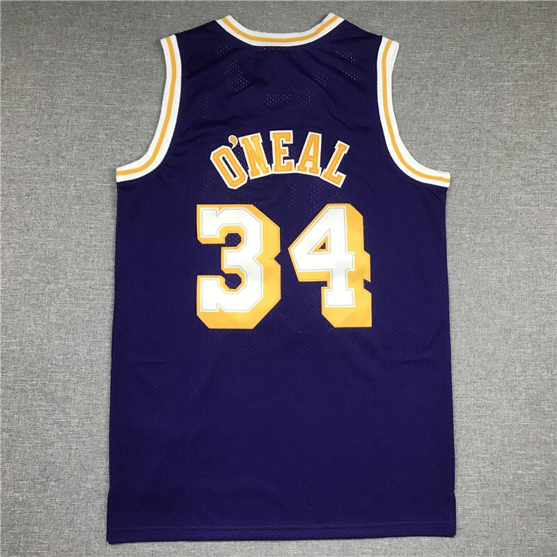 

34 Oneal Lakers Basketball Jersey O-neck Design Purple Blue Clothing Size S-XXL For Men