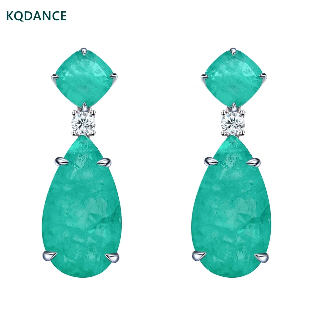 

KQDANCE created emerald cut Paraiba Tourmaline Pariba drop Earrings with blue stones for women Jewelry 2021 Trend wholesale