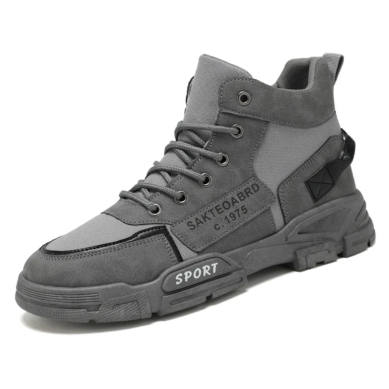 

Men's Sports High-top Shoes Lace-up Mesh Breathable Trend Martin Boots Canvas Student Shoes