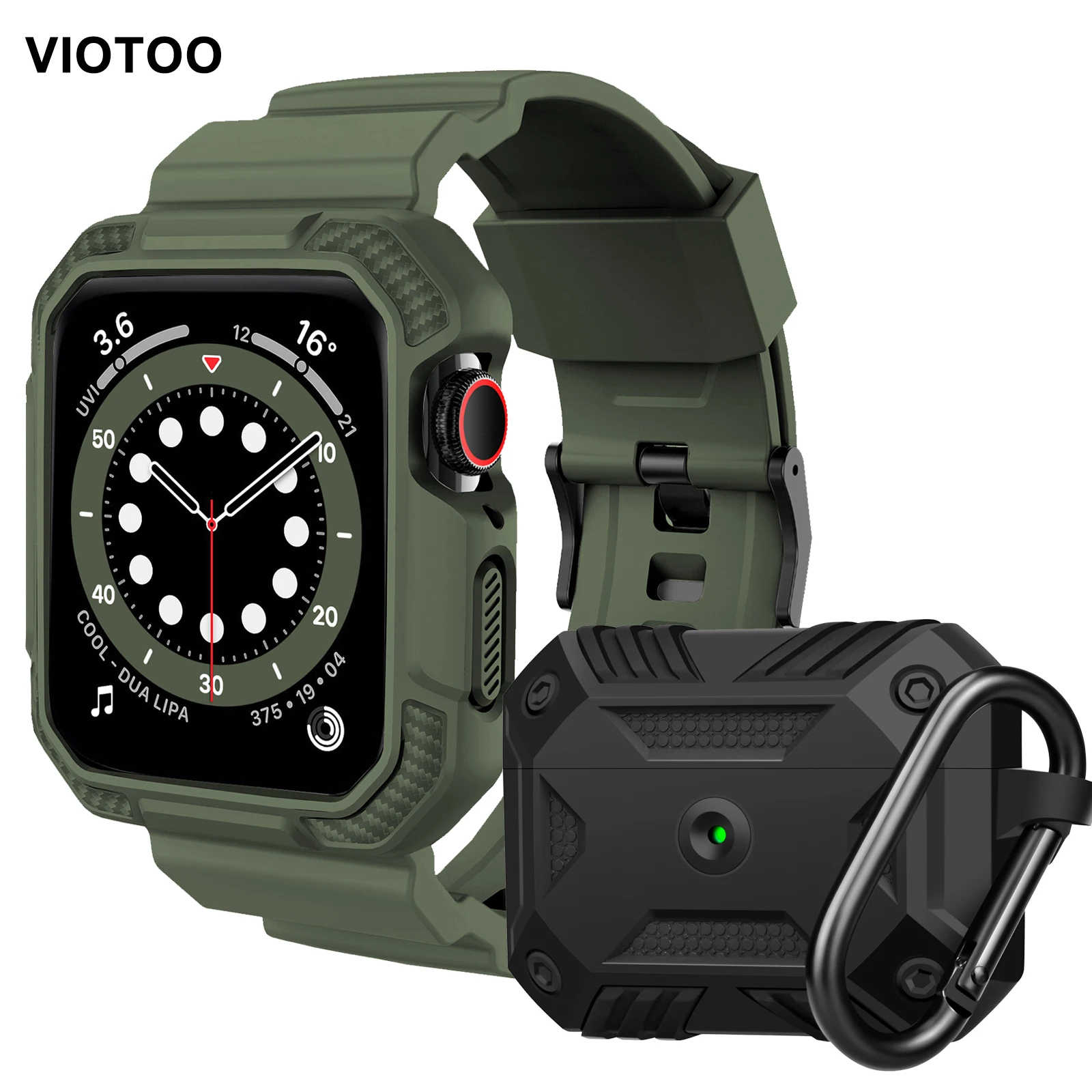 Чехол-Броня ремешок с чехол для Apple Watch, версии 44 мм, 42 мм, версия 6 SE 5 4 с черной матовой чехол для Airpod Pro крышка