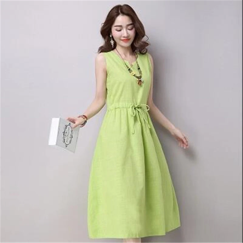 Женское платье Летнее Новое Элегантное модное больших размеров без рукавов