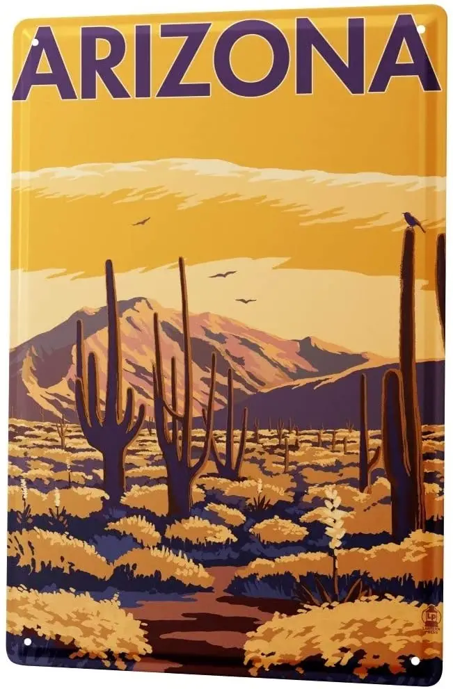 Tin Sign Metal Plate Decorative Sign Home Decor Plaques Globetrotter Arizona