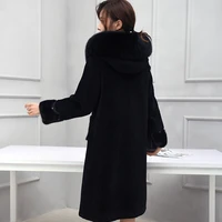 vintage real coat mink female fox fur hooded sheep shearing jacket women clothes 2020 korean elegant wool tops hiver lw2606