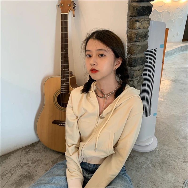 

Women 2021 Spring Autumn Casual Hooded Thin Female Loose Cardigans Coat New Ladies Solid Outerwear M811