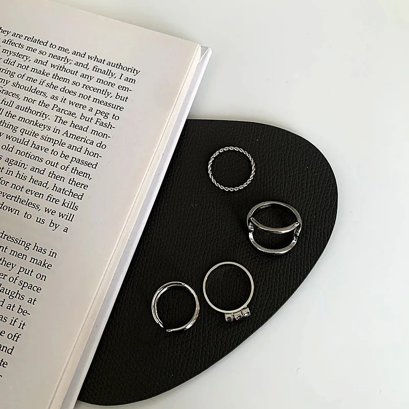 

Hiphop/Rock Metal Geometry Circular Punk Rings Set Opening Index Finger Accessories Buckle Joint Tail Ring for Women Jewelry