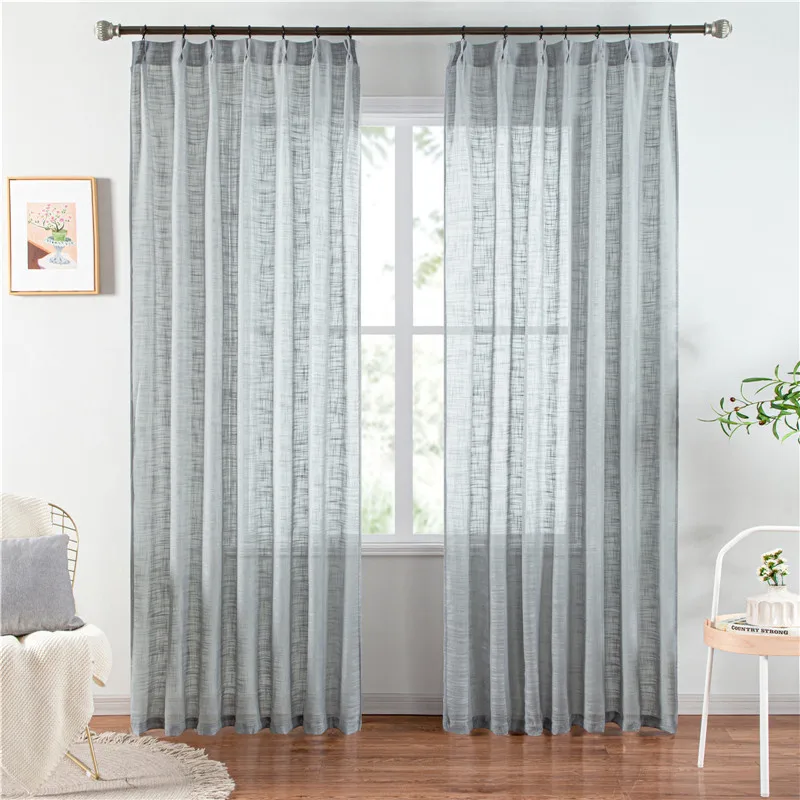 Льняные прозрачные шторы однотонные оконные занавески Занавески для гостиной