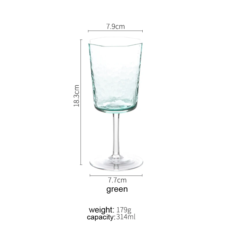 Wine Glass green Европейские бокалы для вина, розовый зеленый восьмиугольный стеклянный Кубок для шампанского, бокалы для питья дома, чашка для воды, Креативные Свадебные стеклянные стаканчики - Цвет: Wine Glass green