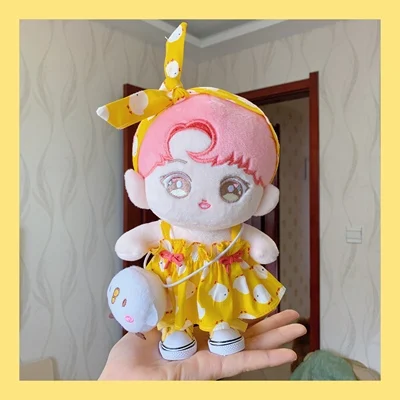 

Korea Kawaii Doll Clothes Little Yellow Skirt Suit Cloth Toy Cotton Chick Plush Cute Dress Doll Fans Gift Fit For 15-20cm Dolls