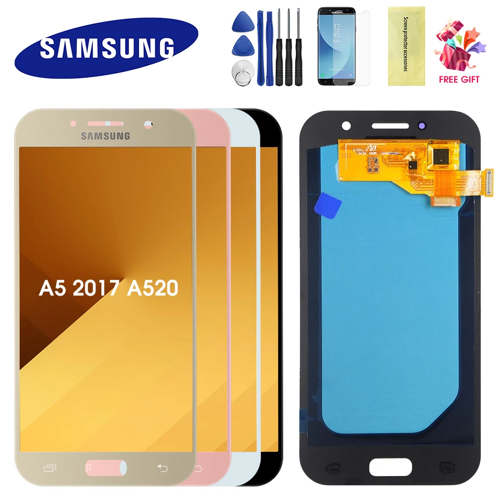 ЖК дисплей Super AMOLED для Samsung Galaxy A5 2017 A520 A520F SM с сенсорным экраном и дигитайзером