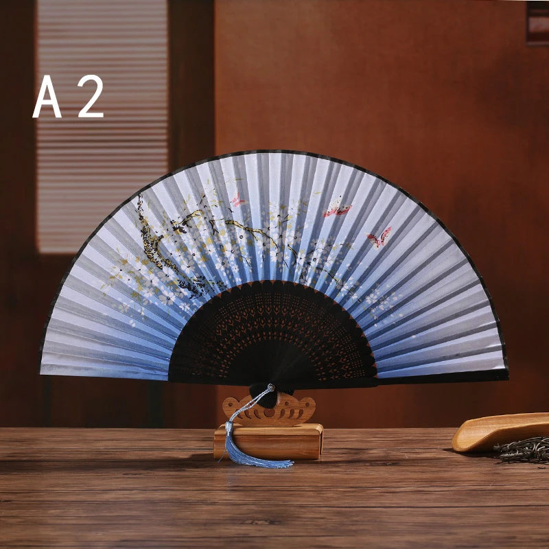 Летний винтажный цветочный принт бамбуковый складной ручной Шелковый веер в