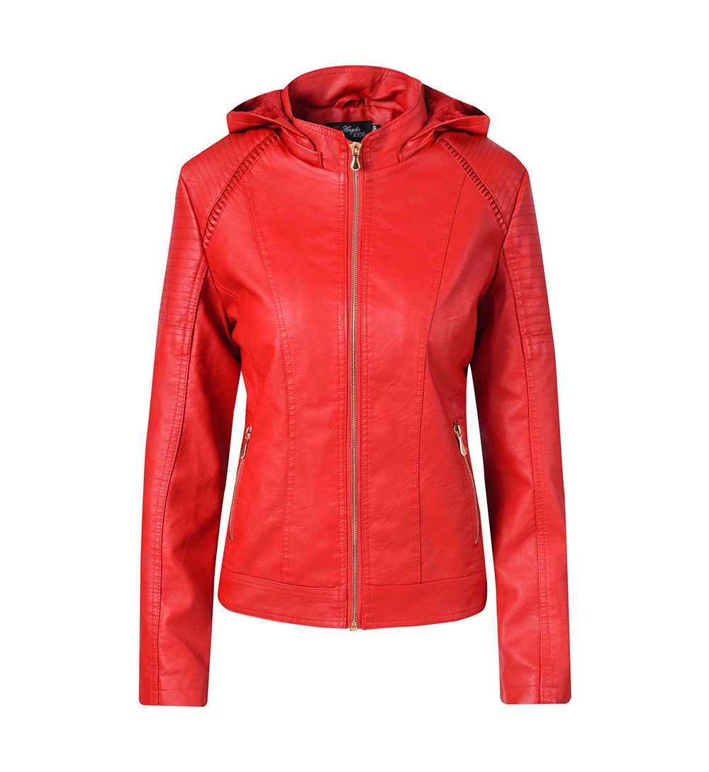 

2019 Faux Leather Jacket Women Hoodies Winter Autumn Motorcycle Jacket Brand Plus Velvet Faux Leather Jackets