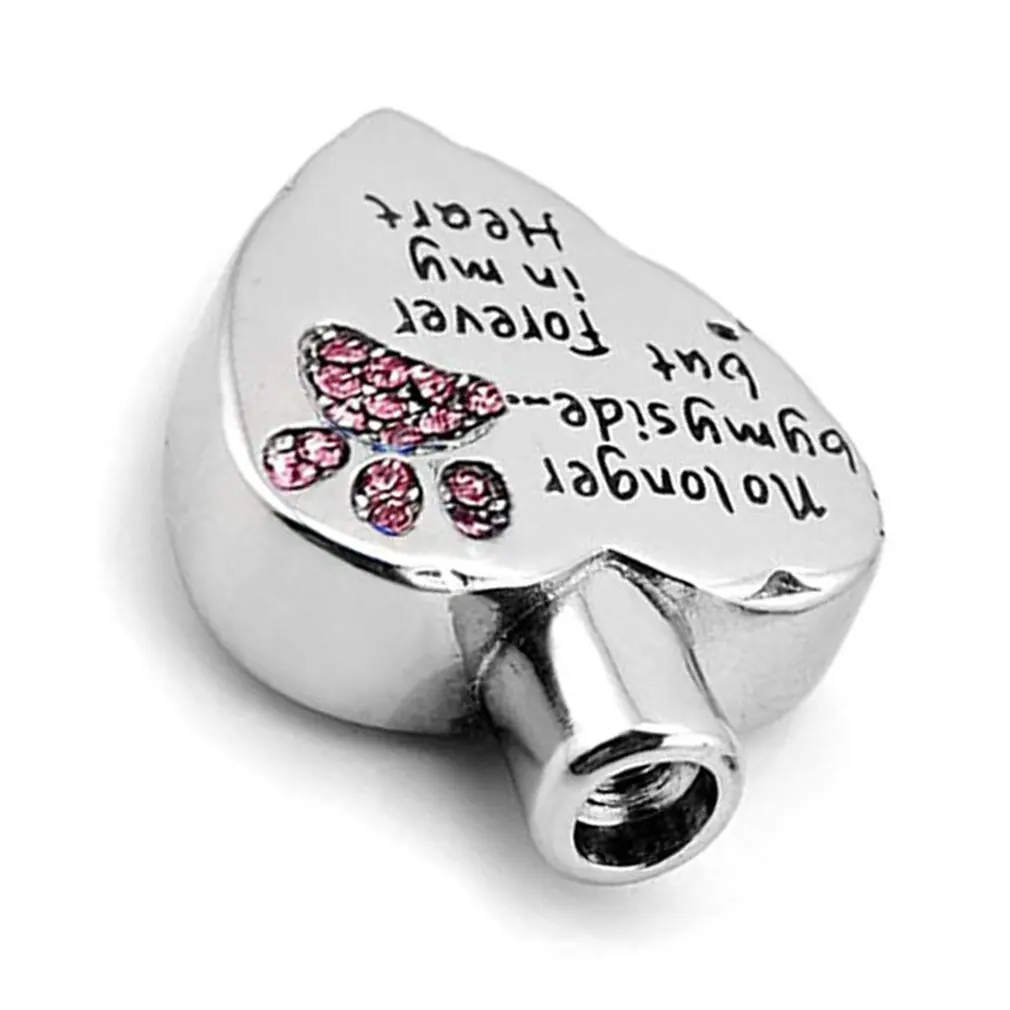 

No Longer by My Side but Forever in My Heart Cremation Jewelry for Ashes Stainless Steel Pet Paw Keepsake Memorial Urn Necklace