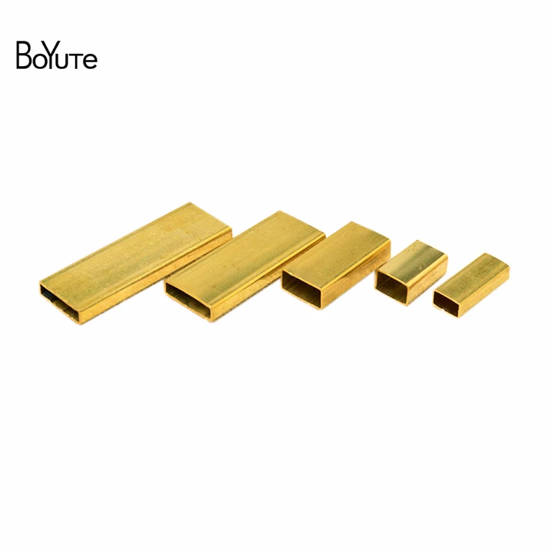 

BoYuTe (100 Pieces/Lot) 8 Sizes Metal Brass Square Flat Tube Beads Diy Accessories Parts for Jewelry Making