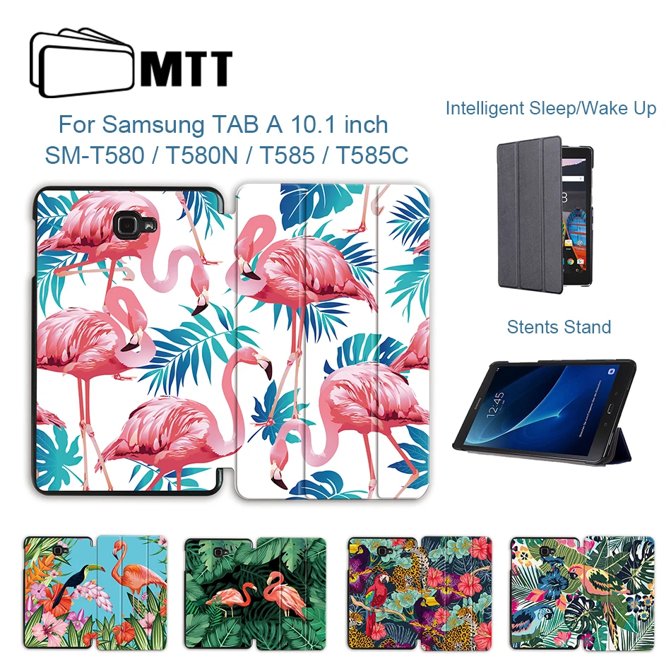 Чехол MTT с фламинго для samsung Galaxy Tab A A6, 10,1 дюймов, Складной флип-чехол из полиуретановой кожи для планшета, чехол T580 T585 T580N T585N Funda