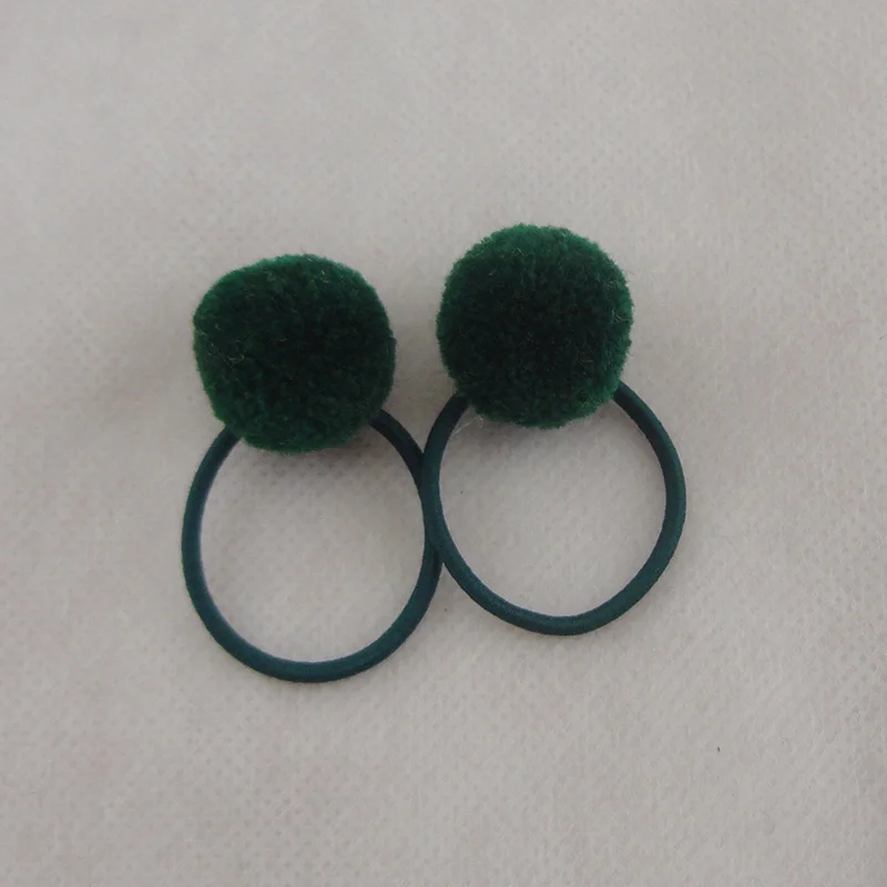 Teal ball hair tie 10 шт. 2,0 см Кашемир мех шарик-помпон эластичные резинки для волос для детей Детские конский хвост держатели для волос веревки с бархатным шариком - Цвет: Teal ball hair tie
