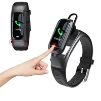 business smart watch bluetooth earphone 2 in1 heart rate monitor smart wristband answer dail call smart watch clock waterproof