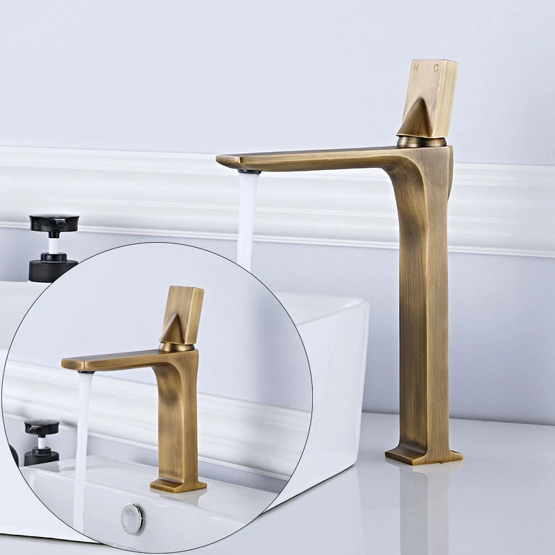 

Bathroom Basin Faucet Antique Bronze Solid Brass Bathroom Sink Faucet Mixer Tap Hot and Cold Surface Mounted Basin Faucet