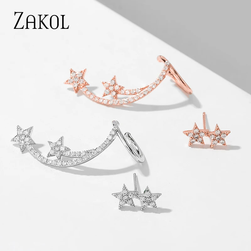 ZAKOL корейские высококачественные кубические циркониевые пятиконечные звездочки